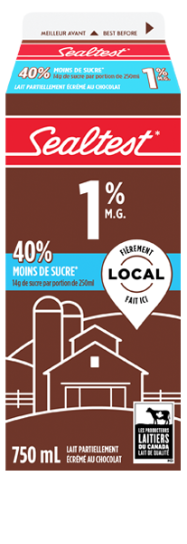 Sealtest Lait au chocolat 1% réduit en sucre, 750mL